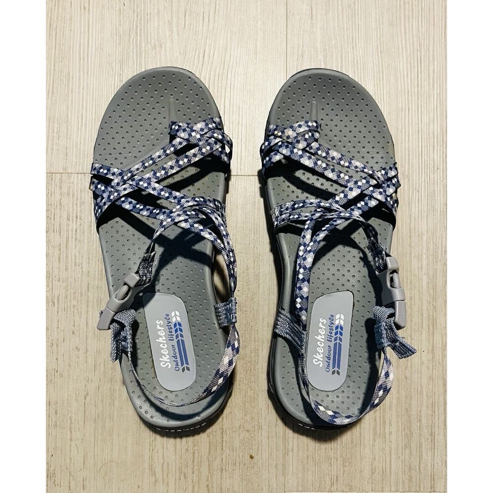 SKETCHERS Reggae Positive Space Sandals Sturdy Hiking Outdoor Navy Women Sz 8.5